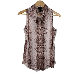 Rachel Zoe Sleeveless Button‎ Down Snakeskin Print Blouse Size XS